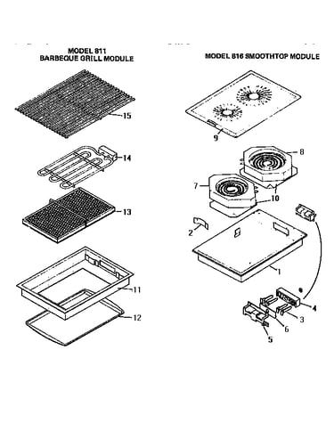 Barbeque grill and smoothtop module (811.000) (816.000)