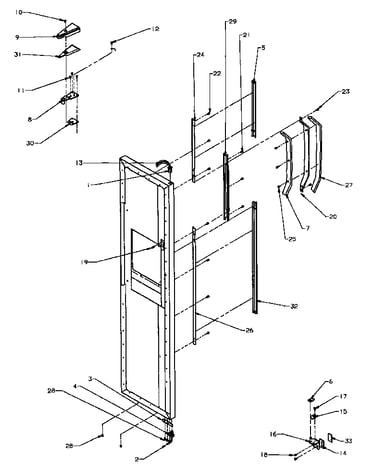 Freezer door hinge and trim parts
