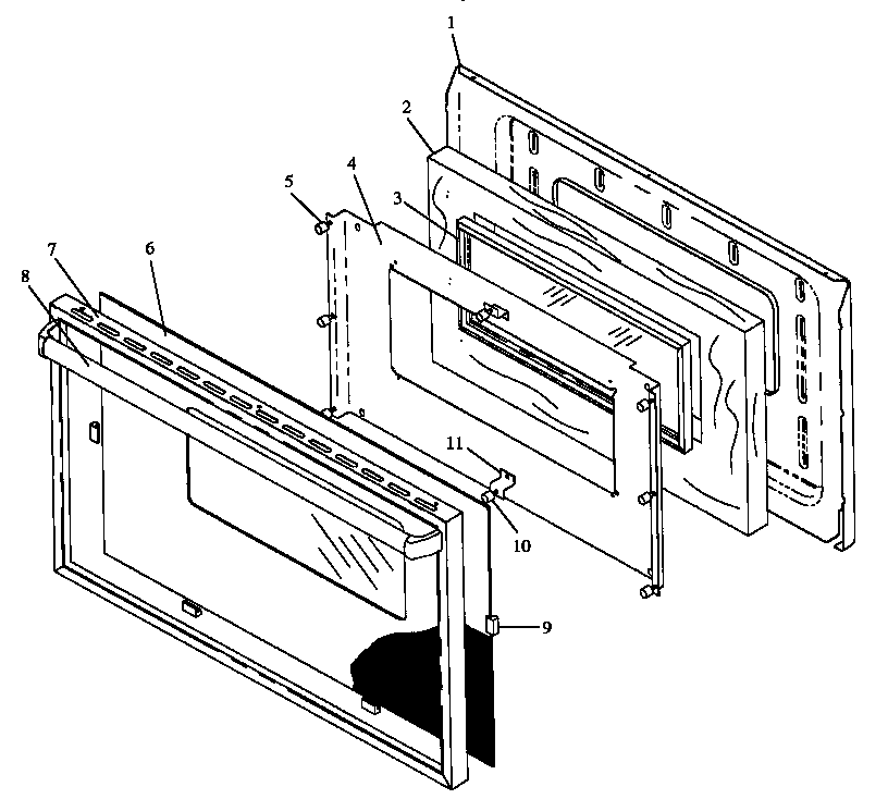 OVEN DOOR ASSEMBLY (RLN347UL/P1142923NL) (RLN347UW/P1142923NW) (RLN362UL/P1142390NL) (RLN362UW/P1142390NW) (RLN367UL/P1142721NL) (RLN367UW/P1142721NW) (RLN381UL/P1142391NL) (RLN381UW/P1142391NW) (RLN381UWW/P1142391NWW) (RLN383UL/P1142822NL) (RLN383UW/P114