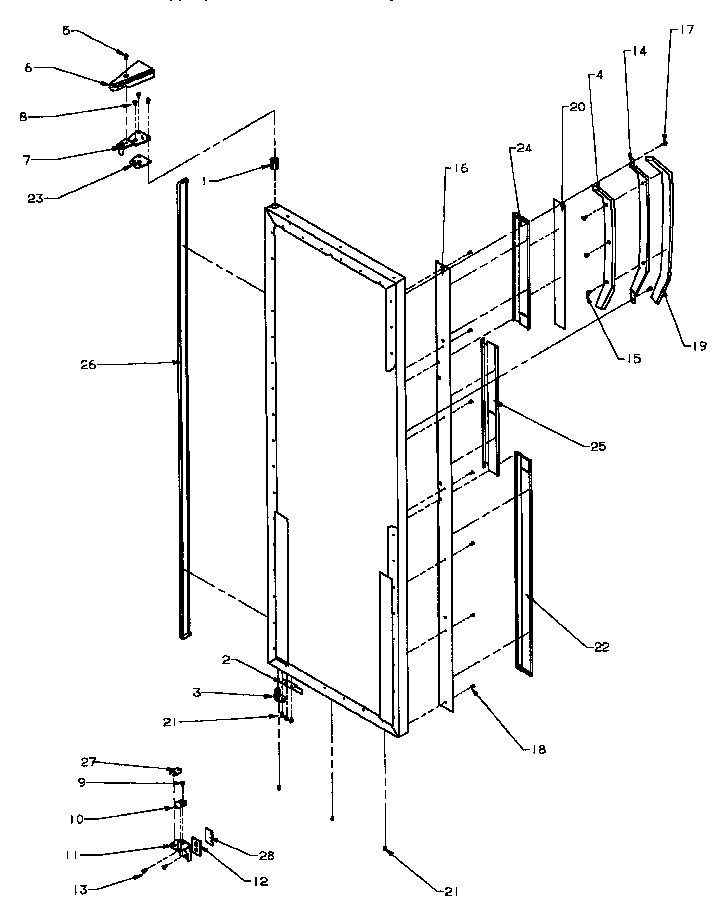 REFRIGERATOR DOOR HINGE AND DOOR PARTS