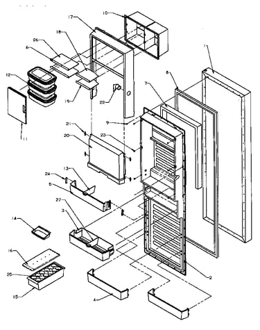 Refrigerator door (spd25ae/p1162435we) (spd25al/p1162435wl) (spd25aw/p1162435ww)