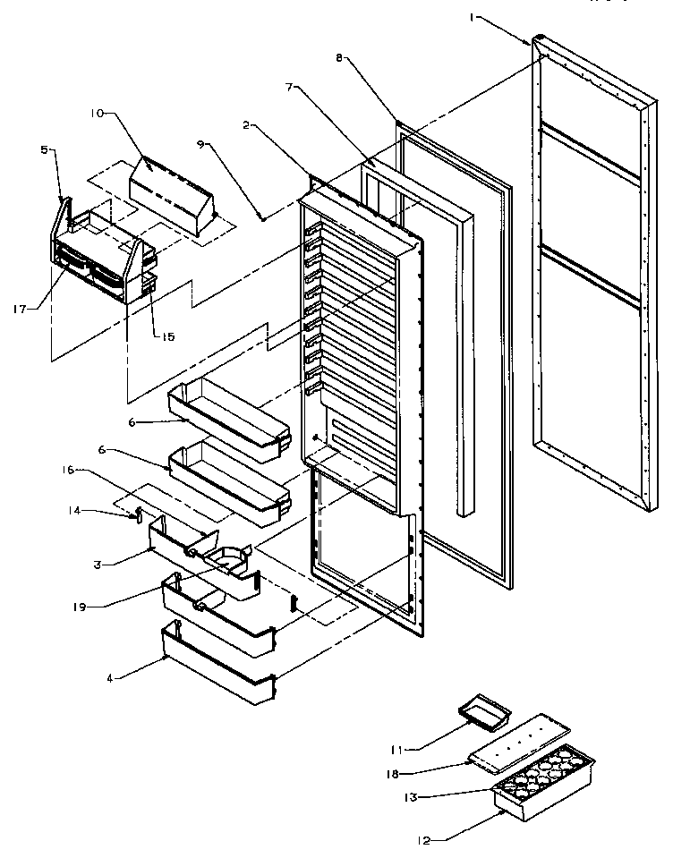 Refrigerator door (scd22nl/p1181305wl) (scd22nw/p1181305ww) (scd25n2l/p1181319wl) (scd25n2l/p1181323wl) (scd25n2w/p1181319ww) (scd25n2w/p1181323ww) (scd25nl/p1181307wl) (scd25nw/p1181307ww) (spd22npl/p1181306wl) (spd22npw/p1181306ww)