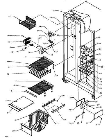 Freezer shelving and refrigerator light