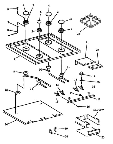 Open top burner assembly (rss356ul/p1130975nl) (rss356ul/p1141233nl) (rss356ul/p1141234nl) (rss356ul/p1141249nl) (rss358ul/p1130875nl) (rss358ul/p1130888nl) (rss358ul/p1130974nl) (rss358ul/p1141226nl) (rss358ul/p1141231nl) (rss358ul/p1141235nl) (rss358ul