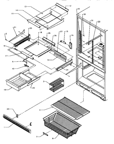 Refrigerator/freezer shelving