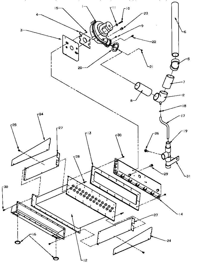 INDUCED DRAFT BLOWER ASS'Y & RECUPERATOR COIL ASS'Y