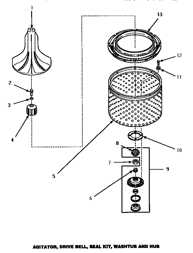 AGITATOR, DRIVE BELL, SEAL KIT, WASHTUB & HUB