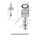 Amana LWM251W/P1176301WW agitator, drive bell, seal kit, washtub & hub diagram