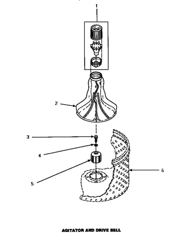 Agitator & drive bell (cw3502l/p1163208wl) (cw3502w/p1163207ww) (cw4202l/pcw4202l) (cw4202w/pcw4202w) (lw3502l/p1163202wl) (lw3502w/p1163201ww) (lw3503l/p1163204wl) (lw3503w/p1163203ww) (lw4202l/p1163211wl) (lw4202w/p1163210ww)