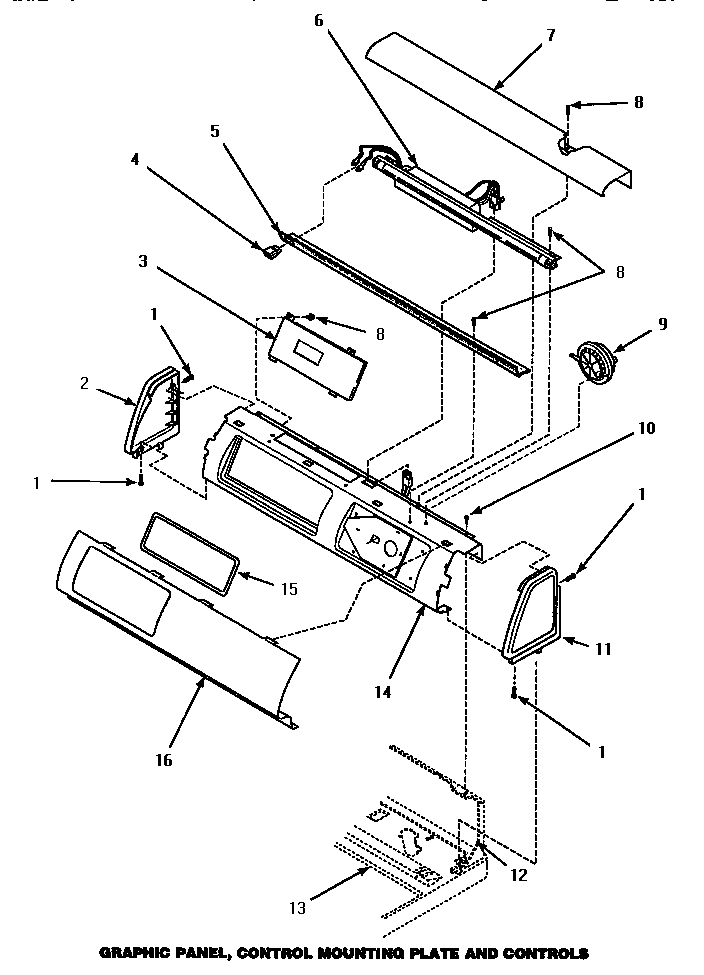 Graphic panel, control mounting plate & controls (cw9203w/p1163405ww) (lw4603l/p1163404wl) (lw4603w/p1163403ww) (lw9203w/p1163401ww)