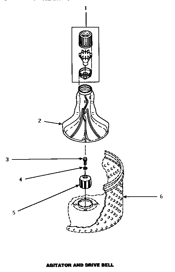 Agitator & drive bell (cw9203w/p1163405ww) (lw4603l/p1163404wl) (lw4603w/p1163403ww) (lw9203w/p1163401ww)