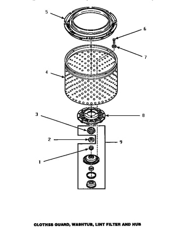 Clothes guard, washtub, lint filter & hub (cw9203w/p1163405ww) (lw4603l/p1163404wl) (lw4603w/p1163403ww) (lw9203w/p1163401ww)