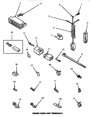 Power cord & terminals (cw9203w/p1163405ww) (lw4603l/p1163404wl) (lw4603w/p1163403ww) (lw9203w/p1163401ww)