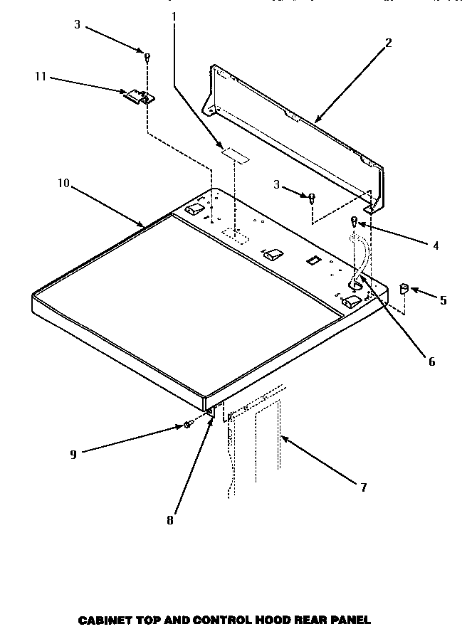 CABINET TOP & CONTROL HOOD REAR PANEL (LE4427L/P1178401WL) (LE4427W/P1178401WW) (LE8327W/PLE8327W) (LE8457W/PLE8457W)