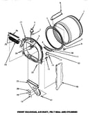 Front bulkhead, air duct, felt seal & cylinder (le4207l/p1178402wl) (le4207w/p1178402ww) (le4507l/p1163611wl) (le4507w/p1163610ww) (le4607l/p1163615wl) (le4607w/p1163614ww) (le8507w/p1163605ww) (le8607w/p1163618ww) (lem427l/p1178403wl) (lem427w/p1178403ww