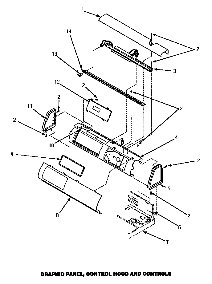 Graphic panel, control hood & controls (lg4809l/p1163708wl) (lg4809w/p1163707ww) (lg4909l/p1163715wl) (lg4909w/p1163714ww) (lg9109w/p1163703ww) (lg9209w/p1163711ww)