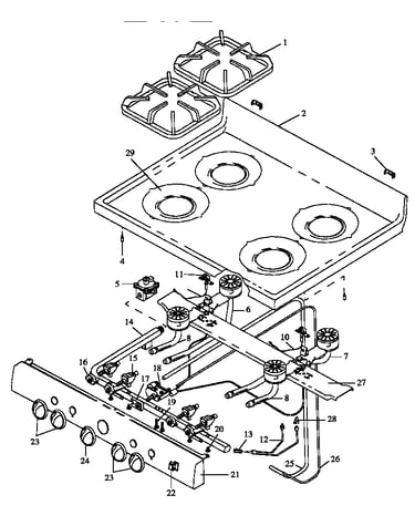 Oven top burner assembly (snk26aa/p1142397nw,l) (snk26aa/p1143089nw,l) (snk26cb/p1142722nw,l) (snk26cb/p1143090nw,l) (snp26aa/p1142396nw,l) (snp26aa/p1143092nw,l) (snp26cb/p1142398nw,l) (snp26cb/p1143093nw,l) (snp26zz/p1142395nw) (snp26zz/p1143094nw)