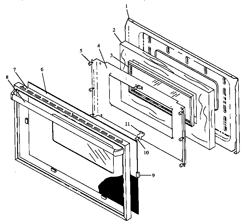 OVEN DOOR ASSEMBLY (SNK26CB/P1142722NW,L) (SNK26CB/P1143090NW,L) (SNK26FS/P1142399NW,L) (SNK26FS/P1143091NW,L) (SNP26CB/P1142398NW,L) (SNP26CB/P1143093NW,L)