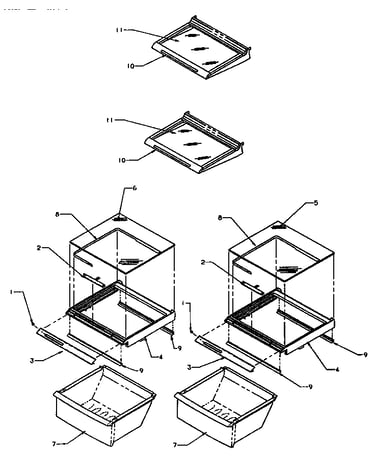 Refrigerator shelving and drawers (ss21sl/p1193801wl) (ss21sw/p1193801ww)