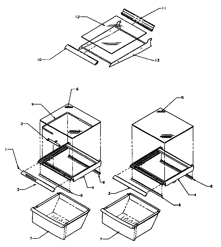Refrigerator shelving and drawers (sg19sl/p1193701wl) (sg19sw/p1193701ww)