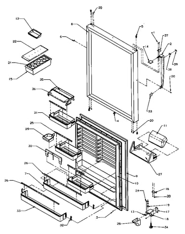 Refrigerator door assembly (tr22s4e/p1196201we) (tr22s4l/p1196201wl) (tr22s4w/p1196201ww) (tr25s5e/p1196401we) (tr25s5l/p1196401wl) (tr25s5w/p1196401ww) (tri22s4e/p1196301we) (tri22s4l/p1196301wl) (tri22s4w/p1196301ww)