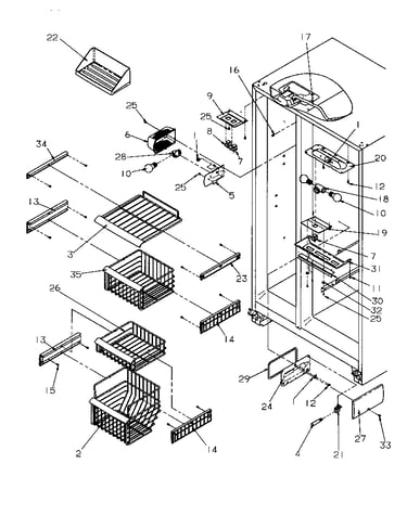 Freezer shelving & ref light