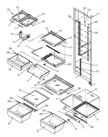 Shelving and drawers (ref)