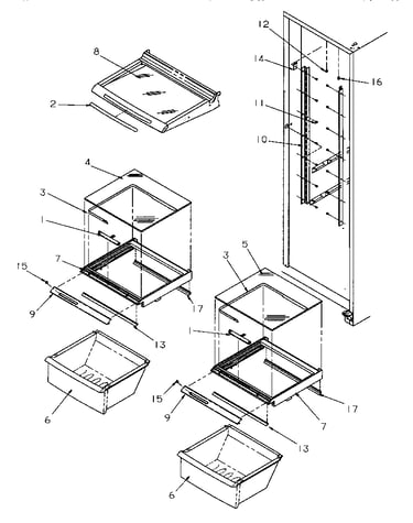 Shelving and drawers (ref)