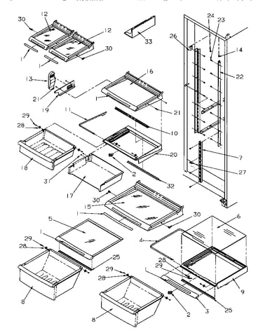 Shelving and drawers (ref)