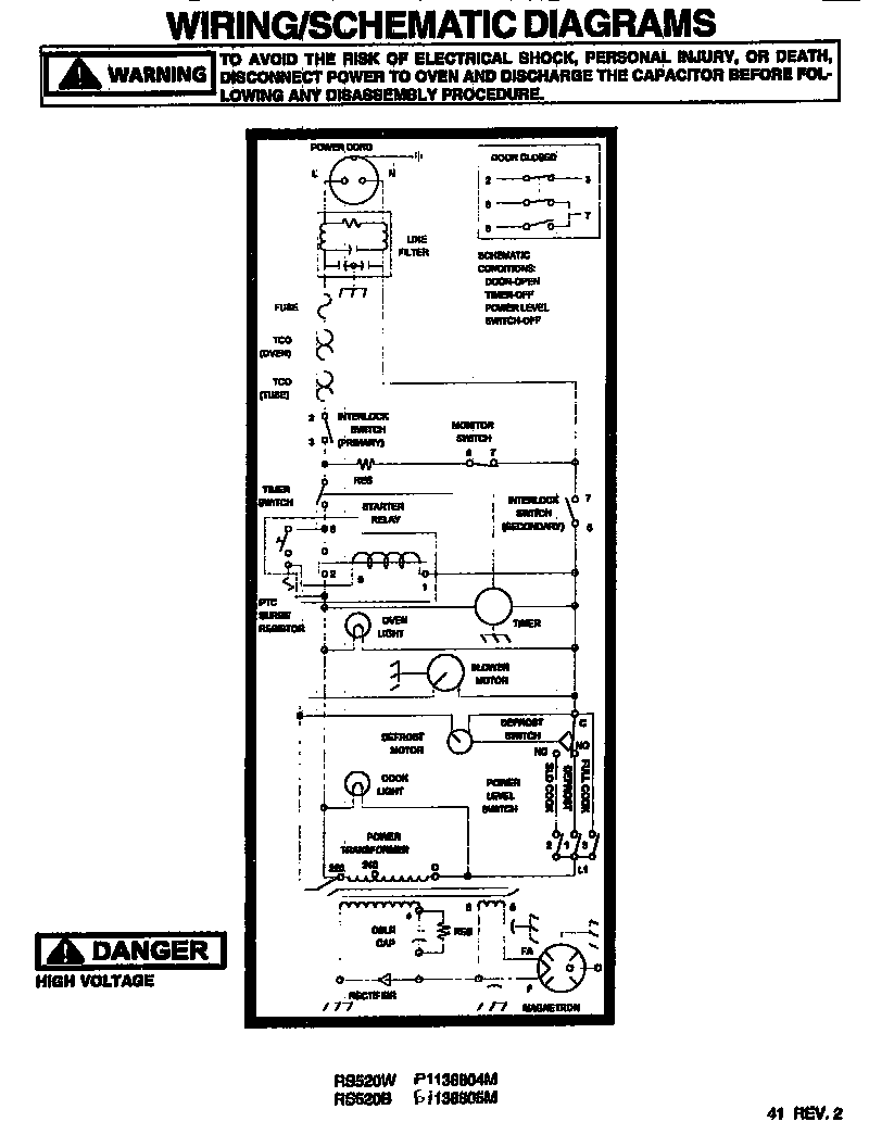 WIRING/SCHEMATIC DIAGRAM (RS520B/P1138804M) (RS520W1/P1138805M)