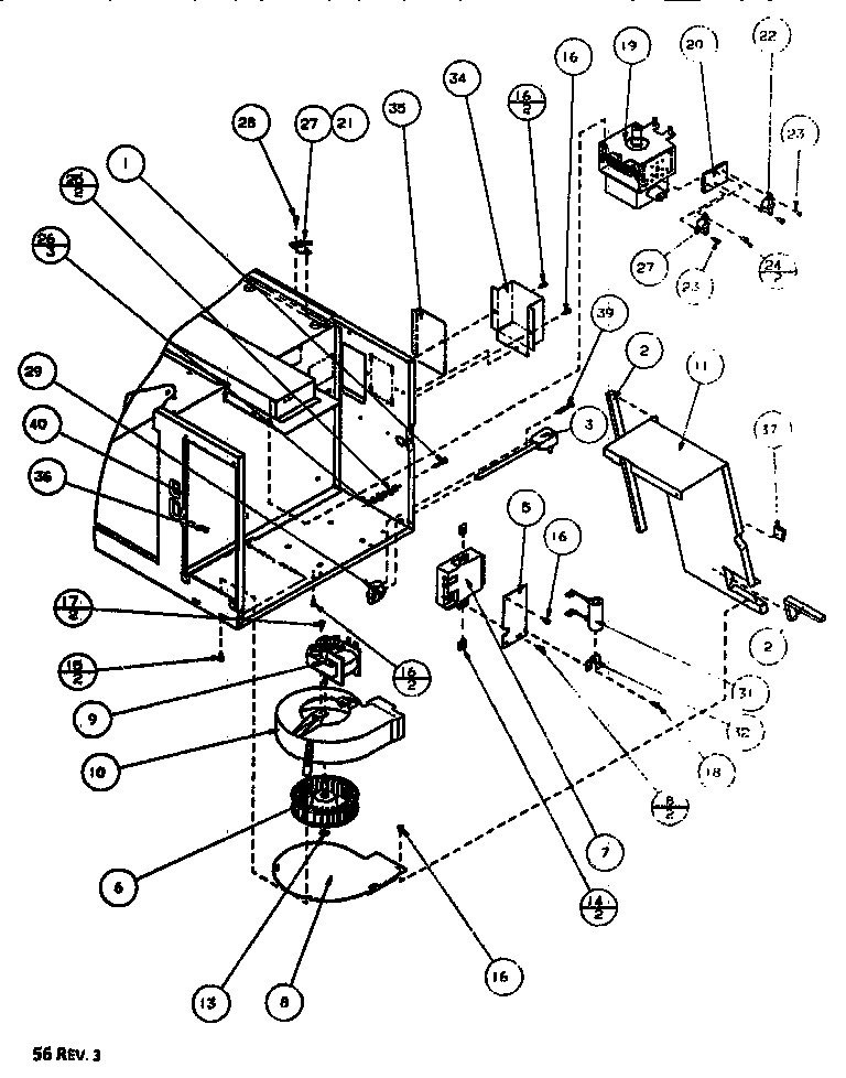 Magnetron/motor blower