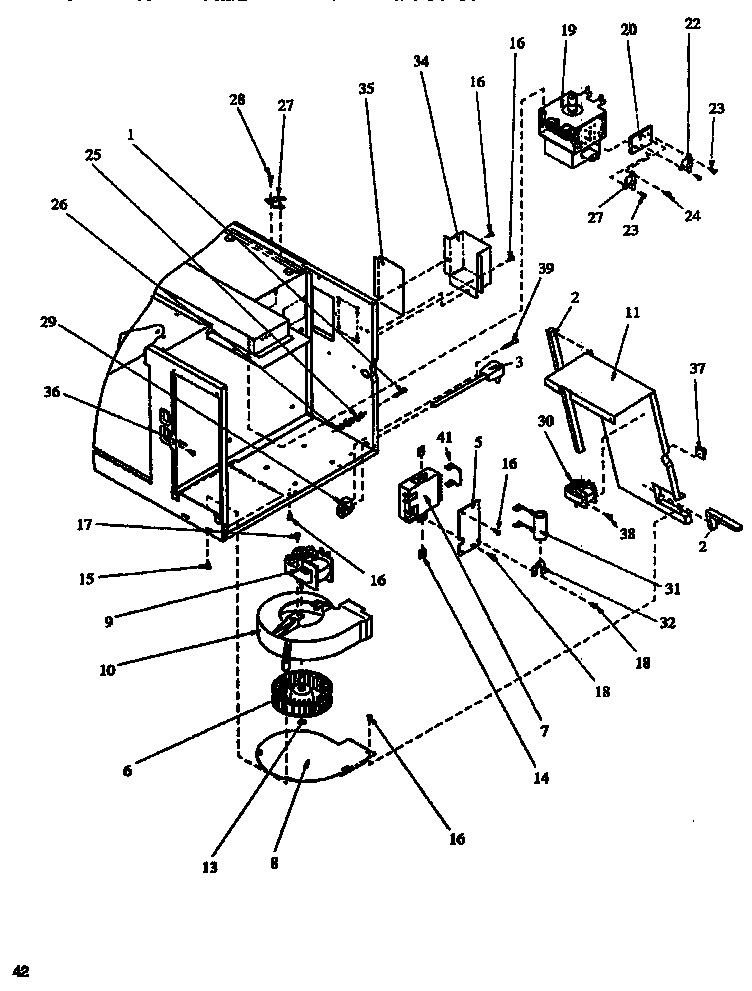 Magnetron/motor blower