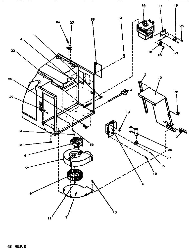 Magnetron/motor blower