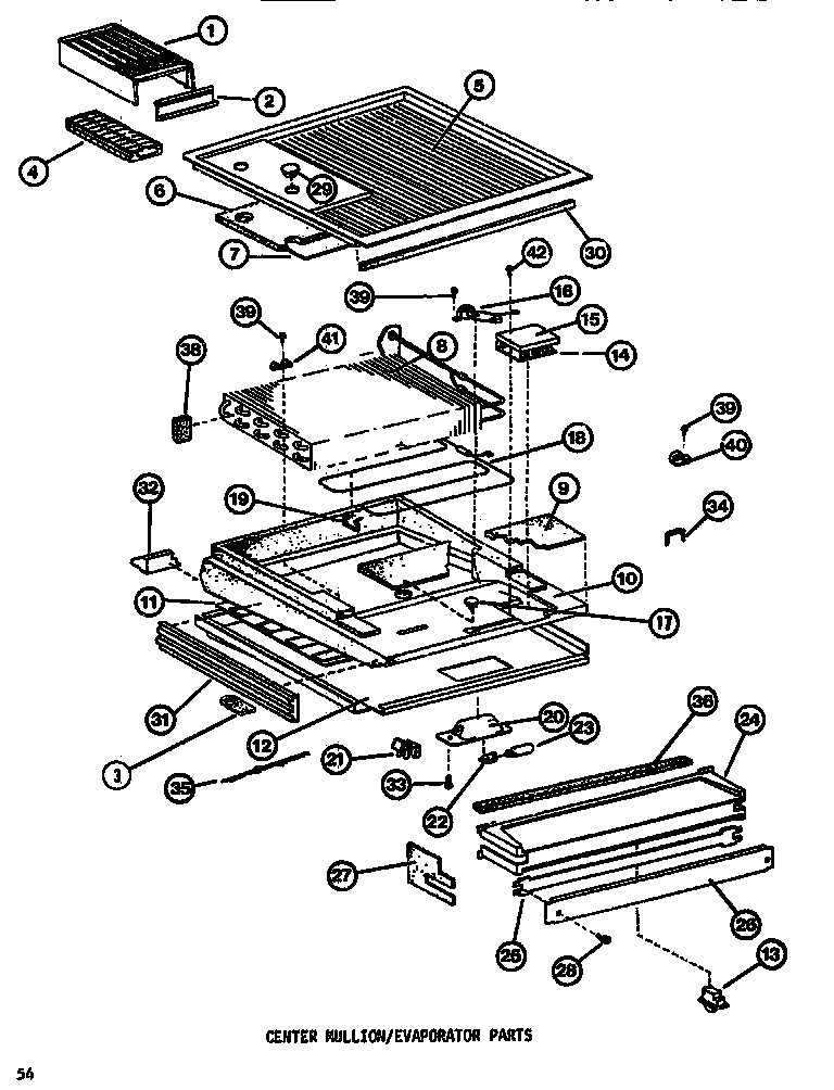 Center mullion/evaporator