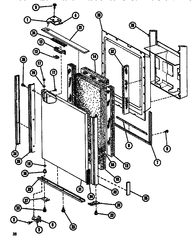 Upper freezer door assembly