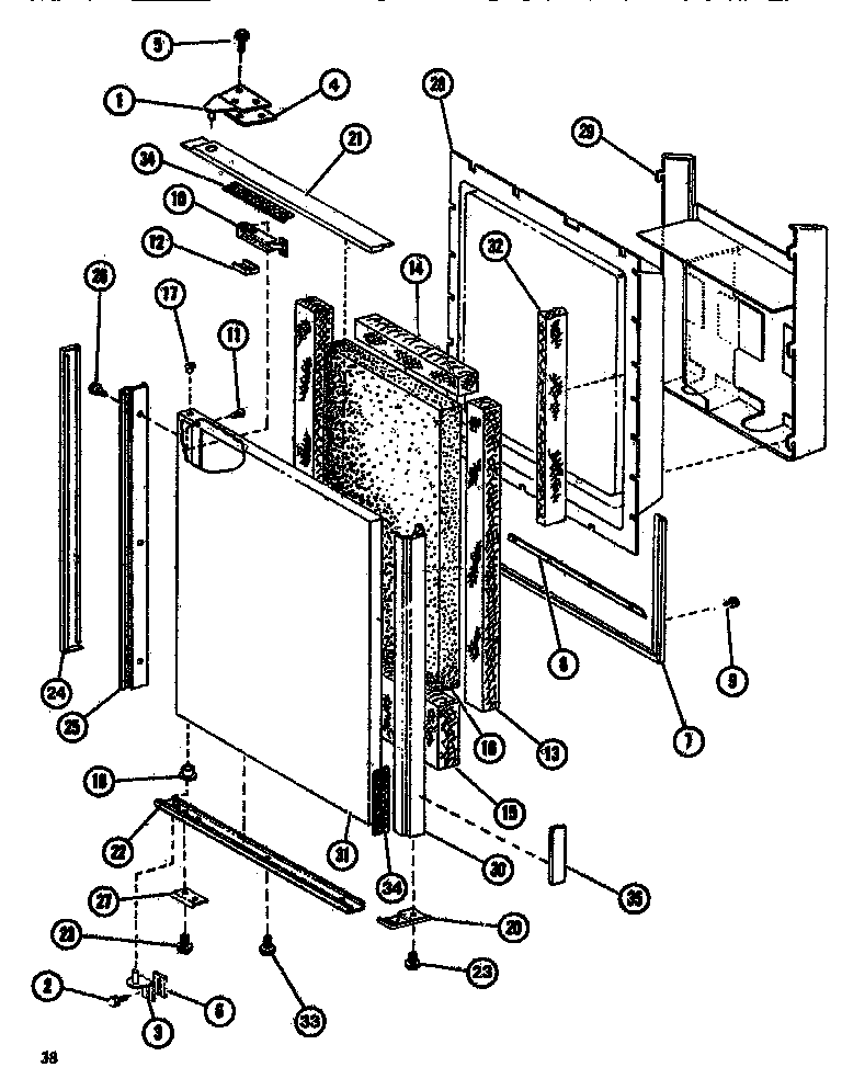 Upper freezer door assembly