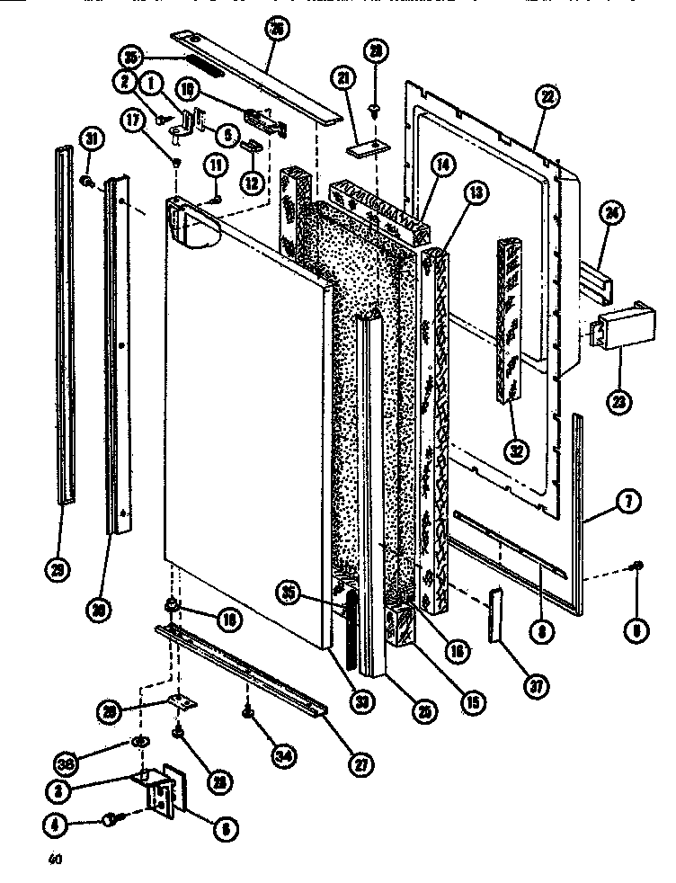 Lower freezer door assembly