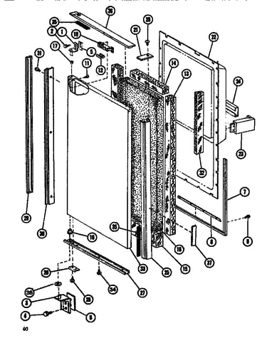 Lower freezer door assembly