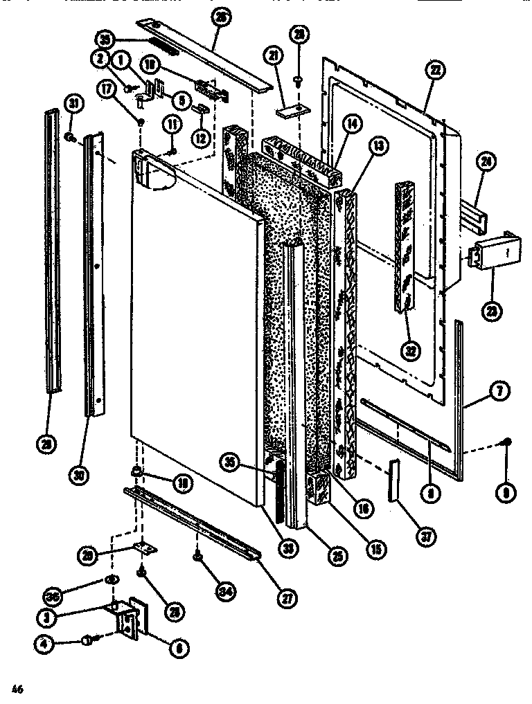 Lower freezer door assembly