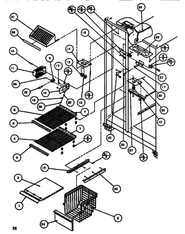 Freezer shelving & ref light