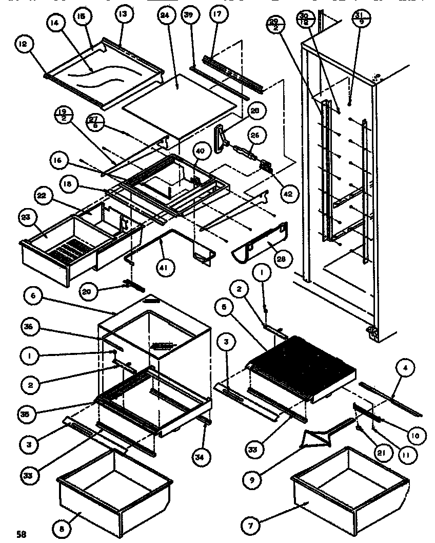 Shelving & drawers (ref)