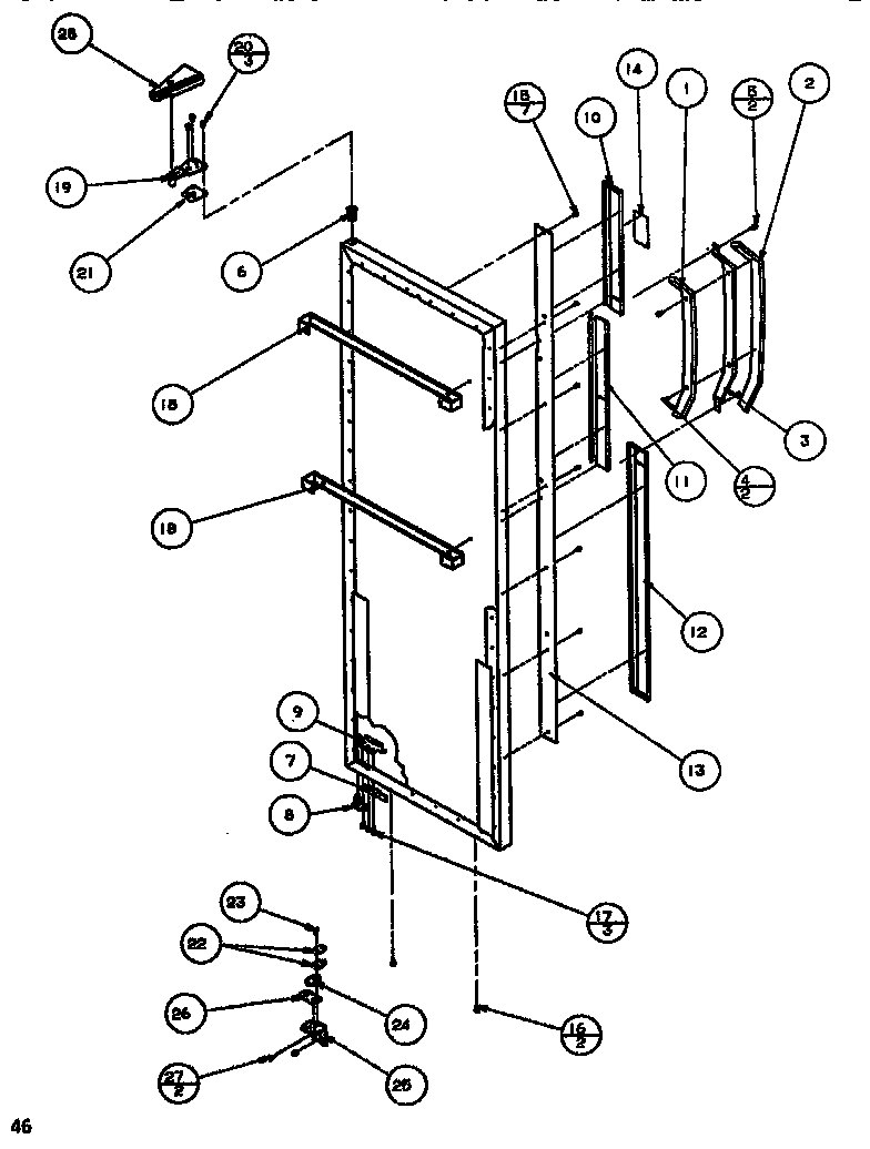 Door/hinge/trim refrigerator