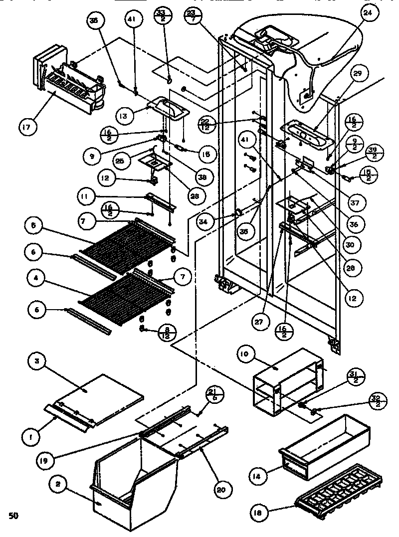 Freezer shelving & ref light
