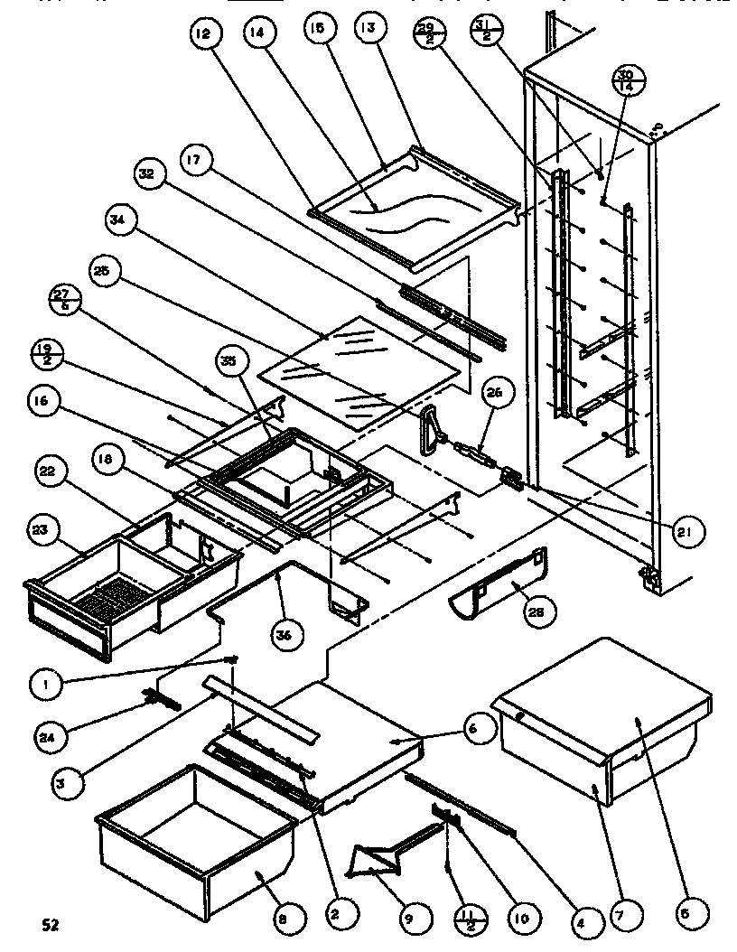 Shelving & drawers (ref)
