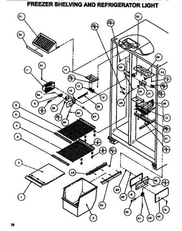 Freezer shelving & ref light