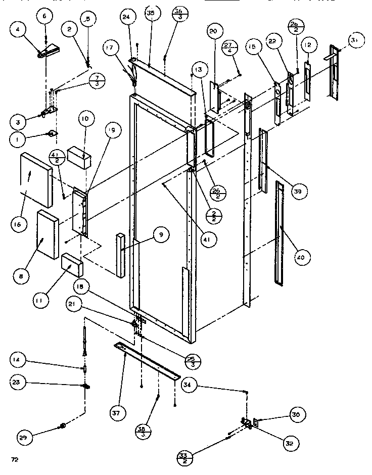 Door/hinge/trim refrigerator