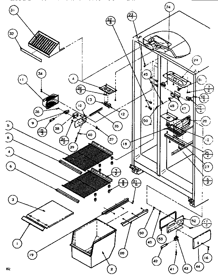 Freezer shelving & ref light