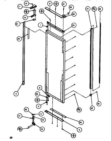 Door/hinge/trim refrigerator
