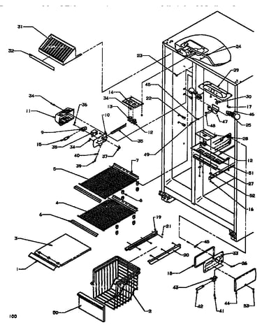 Freezer shelving & ref light