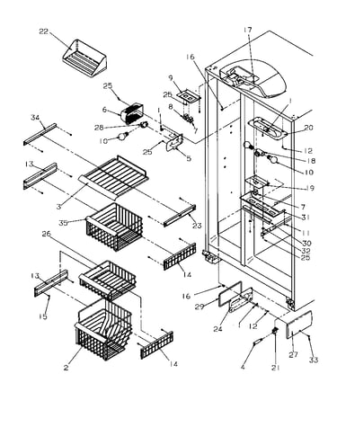 Freezer shelving and refrigerator light